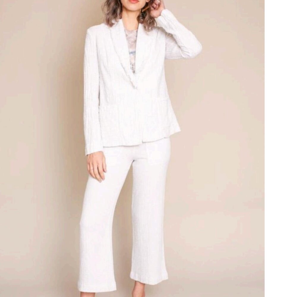 Raquel Alegra Cotton Textured  Blazer in Dirty White Size 1